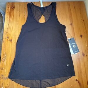 Glyder black open back fancy tank top size small nwt